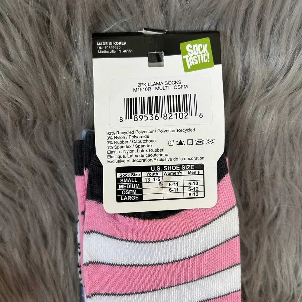 Sock Tastic Llama Socks Womens One Size Fits Most 6-11 Moisture Wicking Two Pair